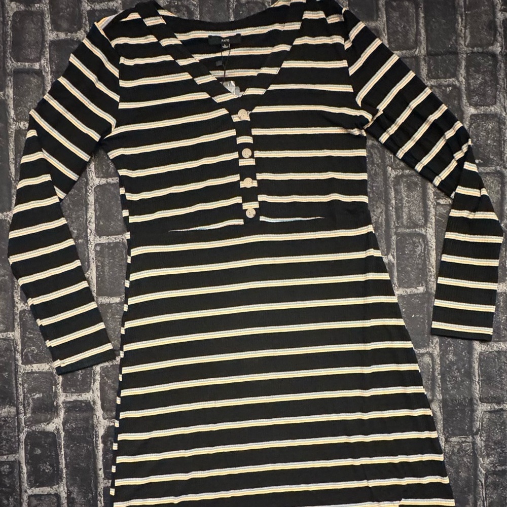 Fate Black with Stripes Long Sleeve Dress